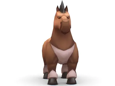 Cartoon Medieval Brown Horse MMO Animal Low-poly 3D model