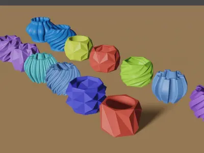 3D Printed Succulents Planters - 13 pieces 3D print model