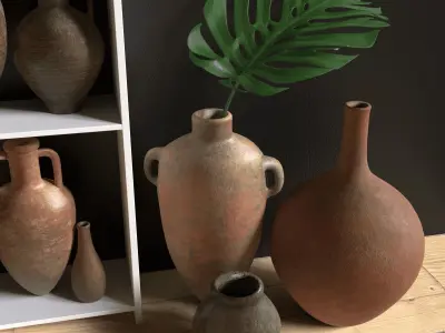 Clay Pots and Jugs Collection  Low-poly 3D model