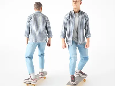 Young man on a skate 19 Low-poly 3D model