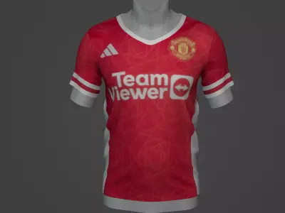 Manchester United Football Jersey T-Shirt - Soccer Kit Low-poly 3D model