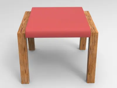 Saga Stool Low-poly 3D model