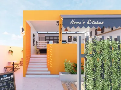 SMALL MODERN RESTAURANT 3D MODEL PBR TEXTURED LOW POLY  3D model