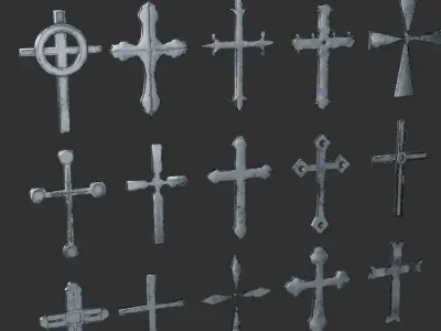 Cross Christianity Symbols Old Iron Low-poly 3D model
