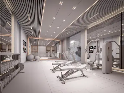 Luxury Home Gym Interior Villa Private Fitness 3Ds Max 3D model