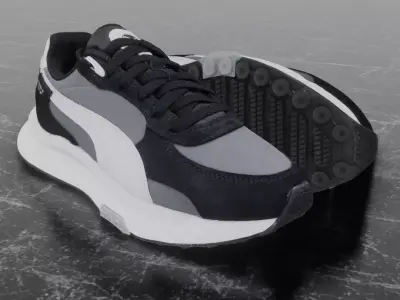 Puma 3D Shoes - White - Gray - Black Low-poly 3D model