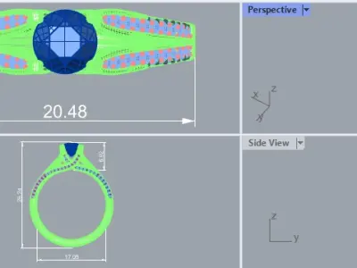 Modern Pave Split Shank  Enagement Ring 3D print model