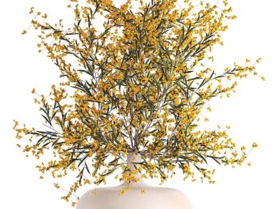 Bouquet of branches with yellow berries in a vase 96 3D model