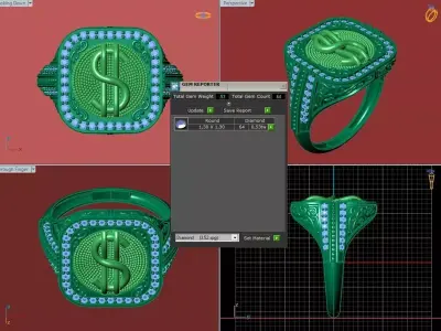 Luxury Dollar Sign Mens Ring With Diamonds Jewelry Gents Rings 3D print model