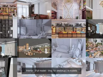 Interior - Full model - Vray for sketchup 3D Model Collection