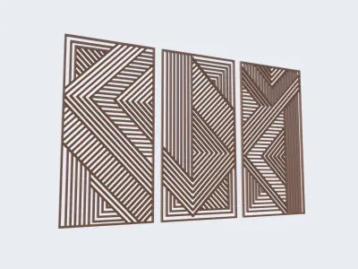 Wooden wall decor  Low-poly 3D model