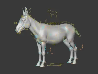 Grey Donkey Animated 3D model