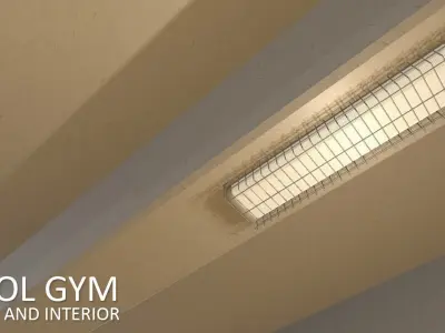 School gym - inventory and interior Low-poly 3D model