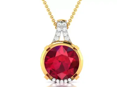 Solitaire Women Pendant 3DM STL OBJ FBX Render Details 3D print model 4