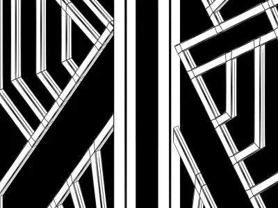  Decorative gold plaster partition screen with geometric pattern 3D model