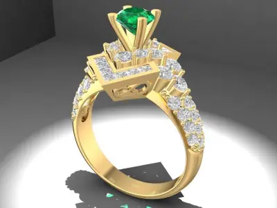 Luxury Double Halo Geometric Diamond Ring for Women 1091 3D print model