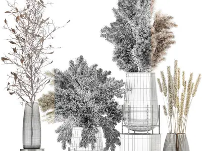 Bouquet of dried flowers in a vase 103 3D model