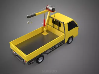 SMALL MINI COMPACT PICKUP TRUCK WINCH HOIST HYDRAULIC CRANE JIB 3D model