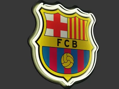 FC Barcelona football - soccer club logo neon wall decoration Free low-poly 3D model