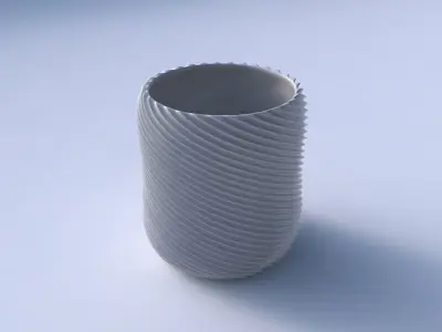 Bowl cylindrical with bent extruded lines 2 3D print model
