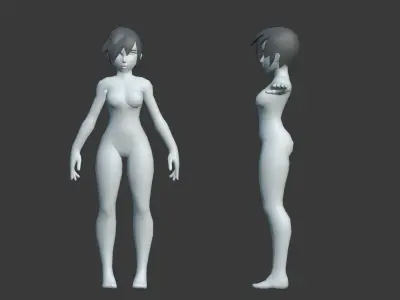 Game-Ready Stylized Female Basemesh Low-poly 3D model