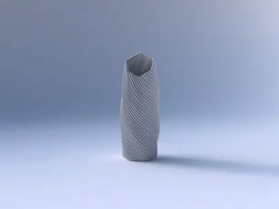 Vase twisted bent hexagon with bent extruded lines 3D print model