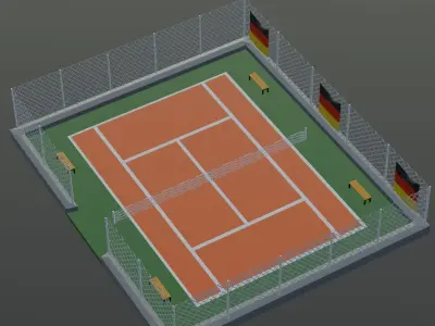 Tennis Court - Germany Low-poly 3D model