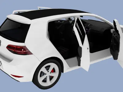 VW GOLF GTI 2014 Low-poly 3D model