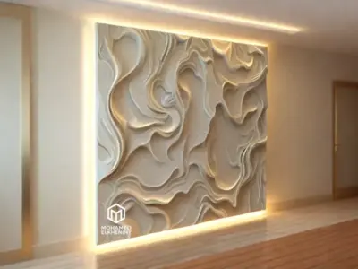 modern panel wall decor set wall relief mural CNC 107 3D model