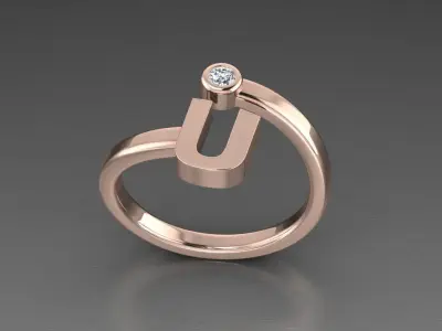 Jewelry Alphabet Ring U 3D print model