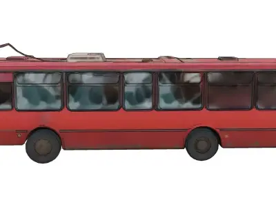Abandoned bus in ruins 3D model