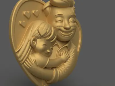 Heartwarming Father Daughter 3D STL Art Print 3D print model