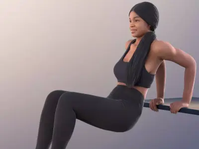 Miceala 11405 - Fitness Black Girl Exercise Workout Gym Low-poly 3D model