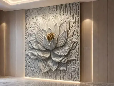 Modern Relief Wall Mural Decor CNC 3D Print 08 3D model