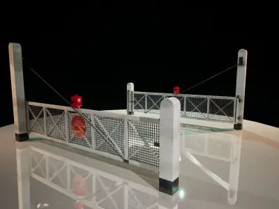 Rail Gate  train station crossing gate Low-poly 3D model