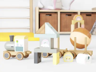 Toys and fureniture set with tent 3D model