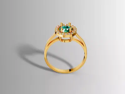 Emerald Halo Ring  Luxury Fine Jewelry CAD Model 3D print model