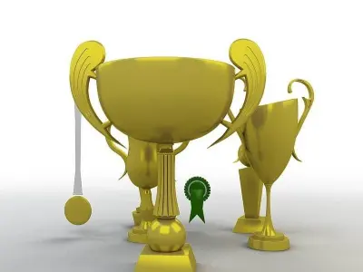 Cartoon Prize Cups Set 3D model