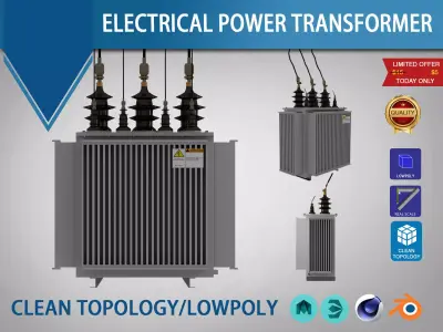Electrical Power Transformer - Lowpoly  Low-poly 3D model