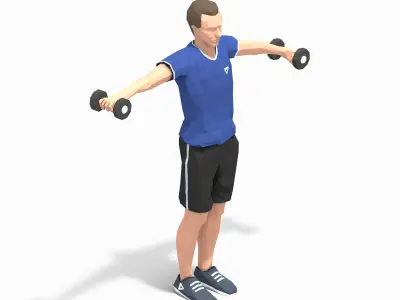 shoulder raise Exercise Man Animation Low-poly 3D model