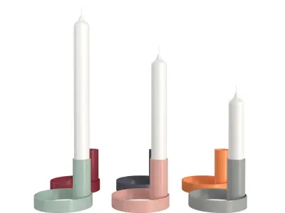 Colorful Candle Holder Set 3D model