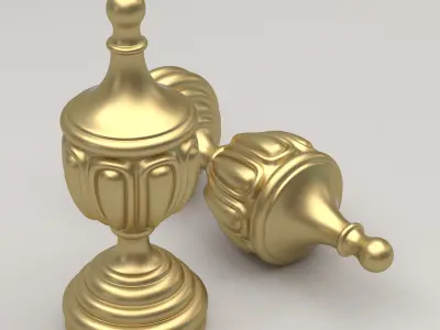 Carved Finial 3D model 8
