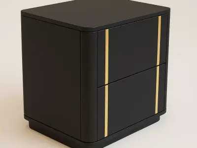 Modern  Nightstand with Gold Accents 3D Model 3D model