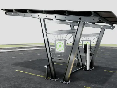 Solar Carport-1 Car Carport-3x3 Panels-Type-1 3D model