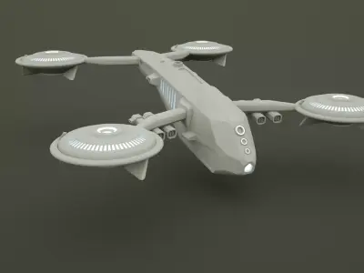 spaceship spacecraft with two propellers Free 3D model