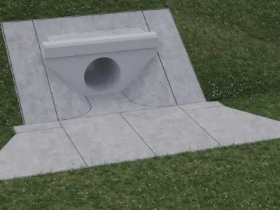 Road concrete culverts set Low-poly 3D model