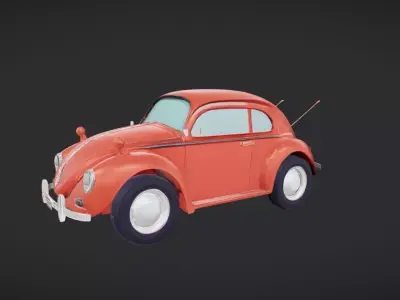 classic red Volkswagen Beetle car 3D model