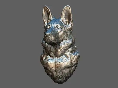 German shepherd bust 3D print model
