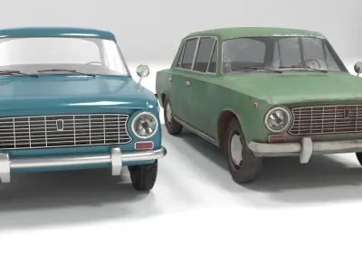 80s Russian Car Low poly Low-poly 3D model