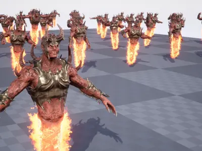 Hell ifrit warrior low-poly game engine ready 3D model Low-poly 3D model
